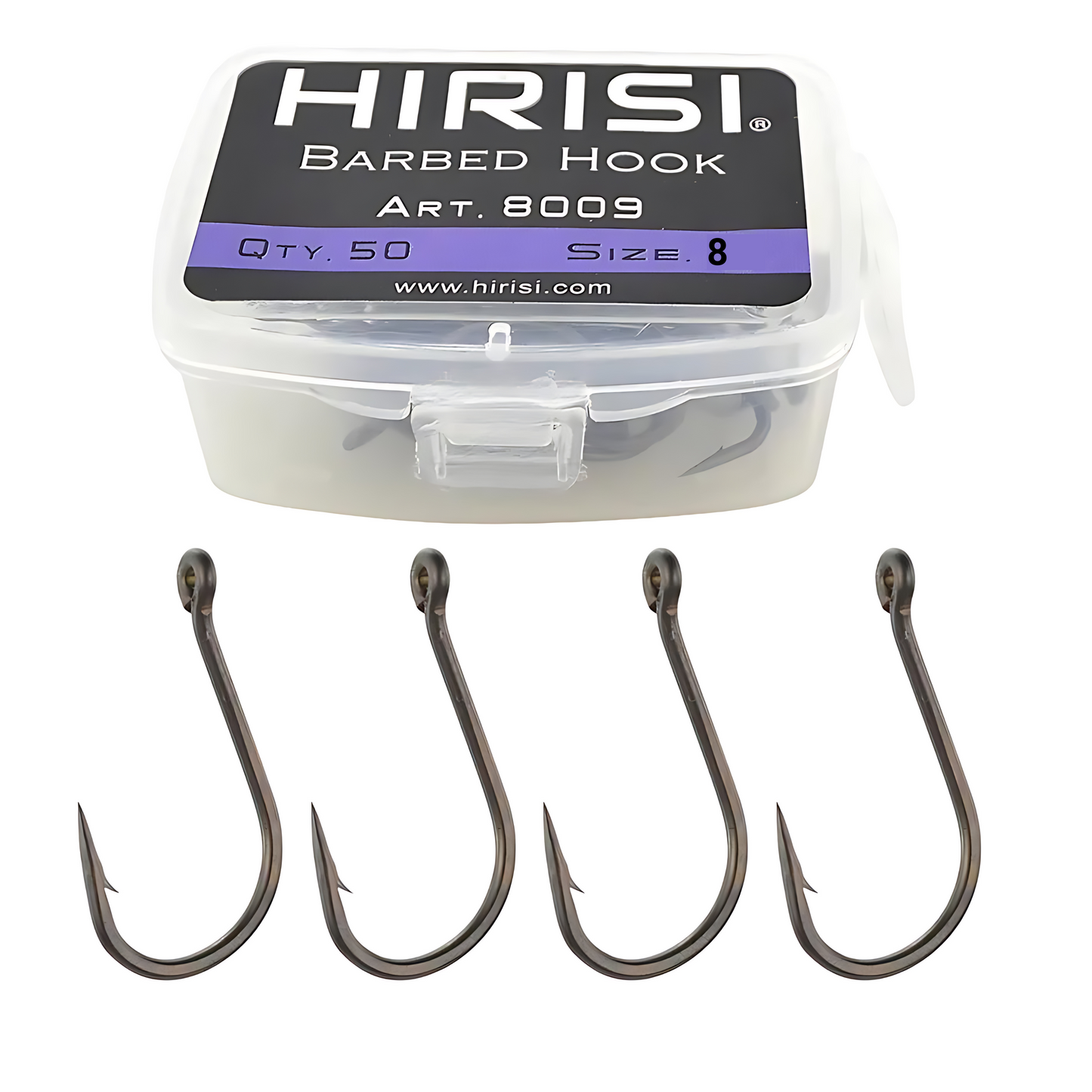 Hirisi 8009 Carbon Steel Hooks - Pack of 50 Units - Nº8