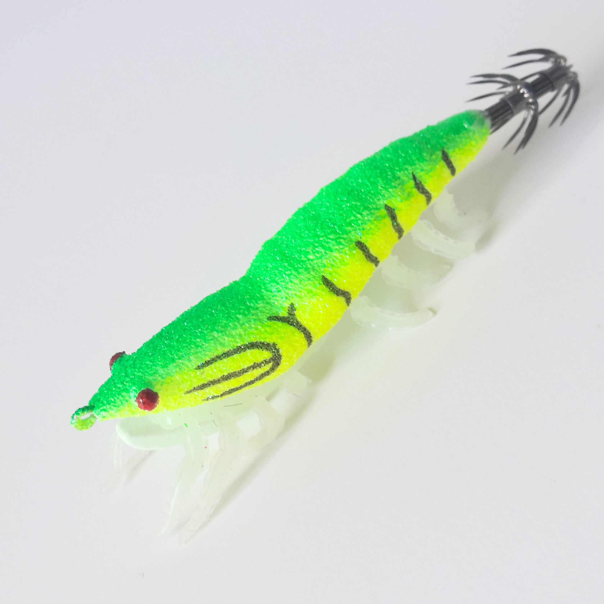 Luminescent Fishing Shrimp Lure Green and Yellow 80mm 8g