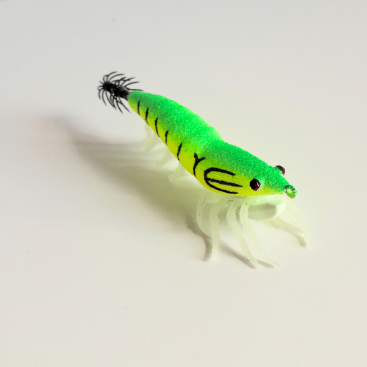 Camarão Luminoso de Pesca Verde e Amarelo 80mm 8g
