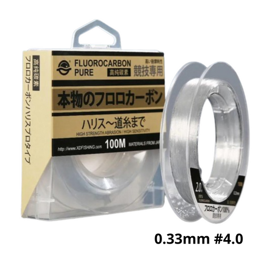 Zukibo Fio de Pesca Fluorocarbono 100M | 110yd - 0.33mm | #4.0